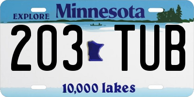 MN license plate 203TUB