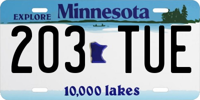 MN license plate 203TUE