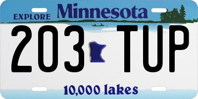 MN license plate 203TUP