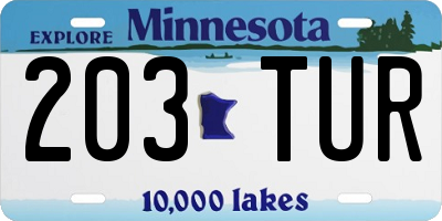 MN license plate 203TUR