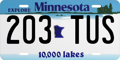 MN license plate 203TUS