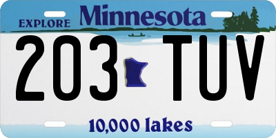 MN license plate 203TUV