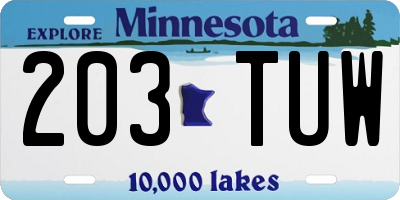 MN license plate 203TUW