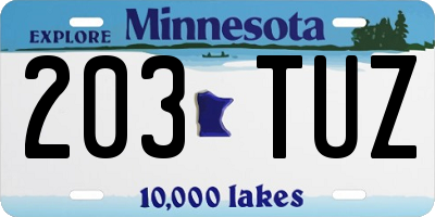 MN license plate 203TUZ