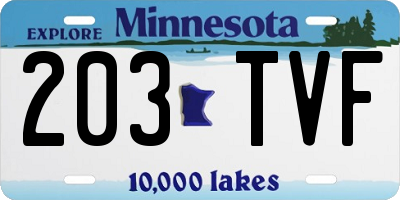 MN license plate 203TVF
