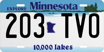 MN license plate 203TVO