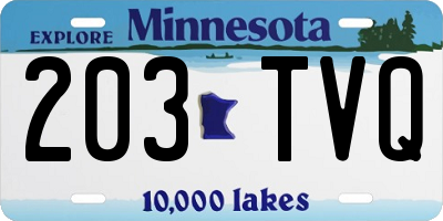 MN license plate 203TVQ