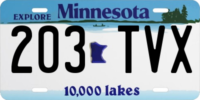 MN license plate 203TVX