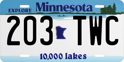 MN license plate 203TWC