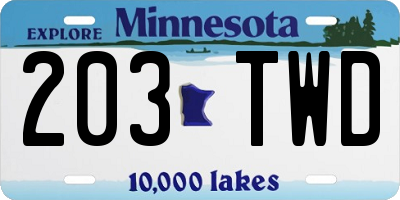 MN license plate 203TWD