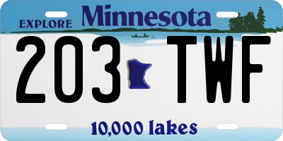 MN license plate 203TWF