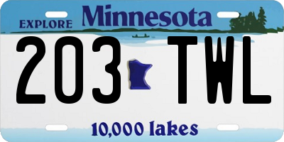 MN license plate 203TWL