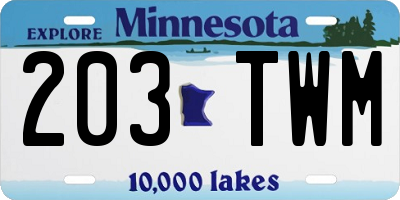 MN license plate 203TWM