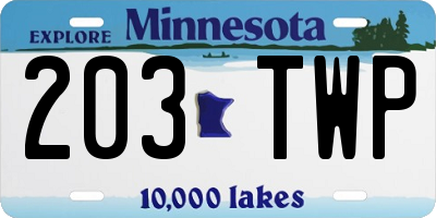 MN license plate 203TWP
