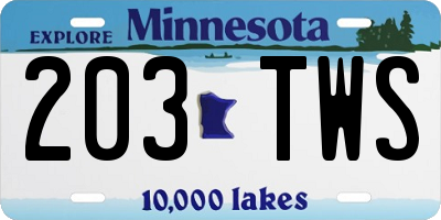 MN license plate 203TWS