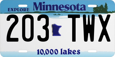 MN license plate 203TWX