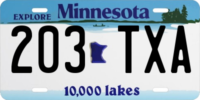 MN license plate 203TXA