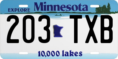 MN license plate 203TXB