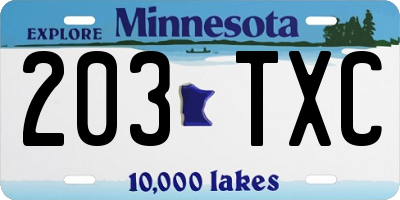 MN license plate 203TXC