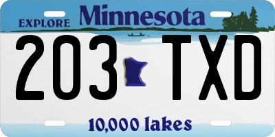MN license plate 203TXD