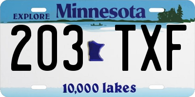 MN license plate 203TXF