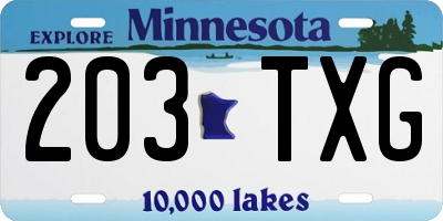 MN license plate 203TXG