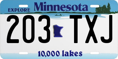 MN license plate 203TXJ
