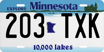 MN license plate 203TXK