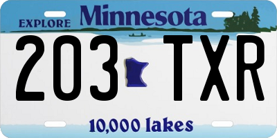 MN license plate 203TXR