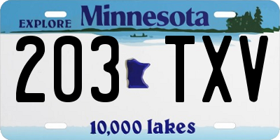 MN license plate 203TXV