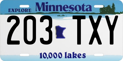 MN license plate 203TXY