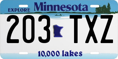 MN license plate 203TXZ