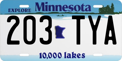 MN license plate 203TYA