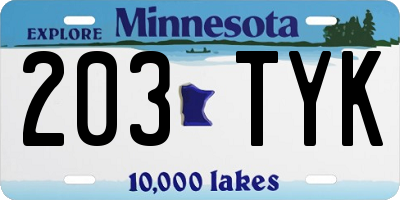 MN license plate 203TYK