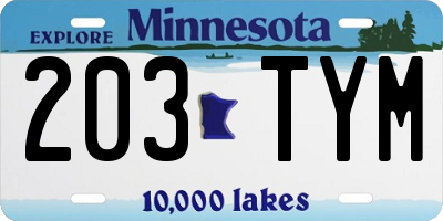 MN license plate 203TYM