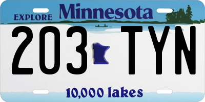 MN license plate 203TYN