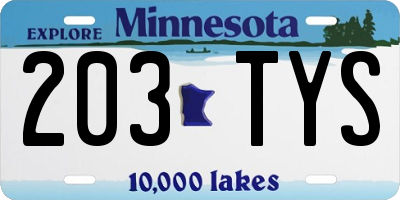 MN license plate 203TYS