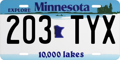 MN license plate 203TYX