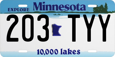 MN license plate 203TYY