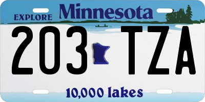 MN license plate 203TZA