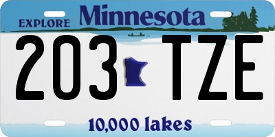 MN license plate 203TZE