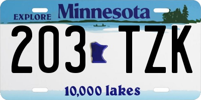 MN license plate 203TZK