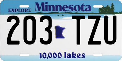 MN license plate 203TZU