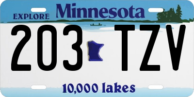 MN license plate 203TZV