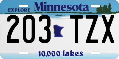 MN license plate 203TZX