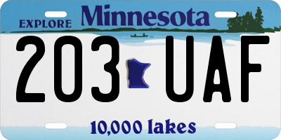 MN license plate 203UAF