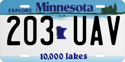 MN license plate 203UAV