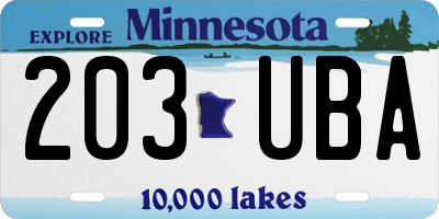 MN license plate 203UBA