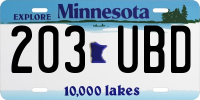 MN license plate 203UBD
