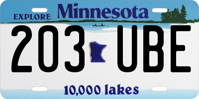 MN license plate 203UBE